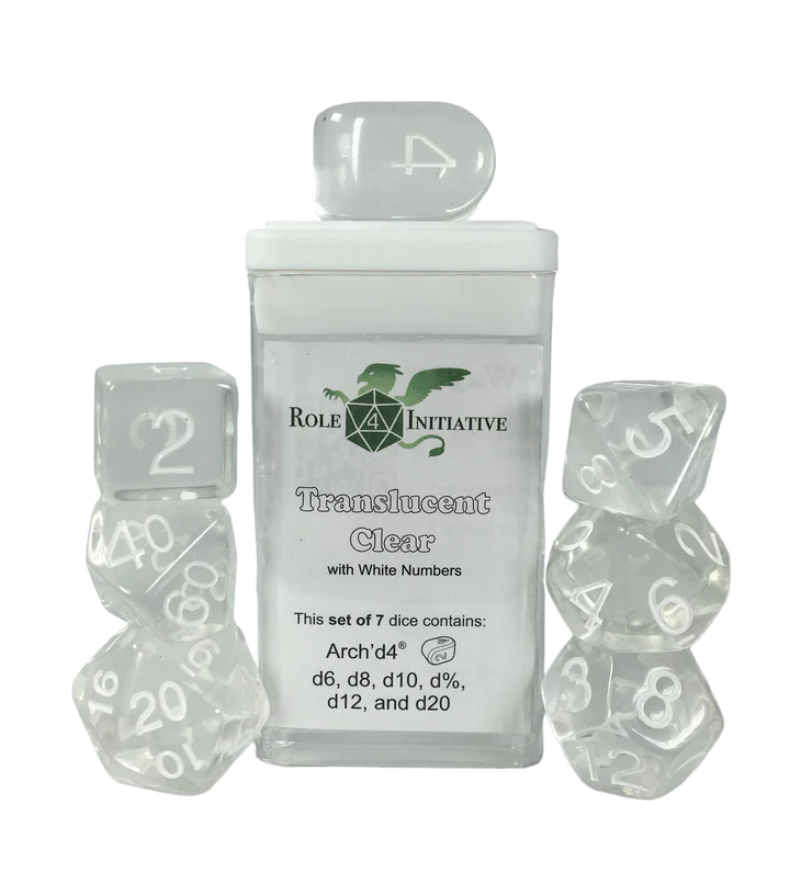 Translucent Clear with White Numbers - Set of 7